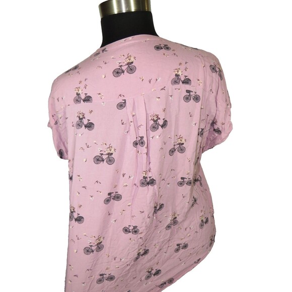 Torrid Women's Pink Bicycle Floral Print Dolman Sleeve Challis Blouse Plus 1X - Picture 6 of 14